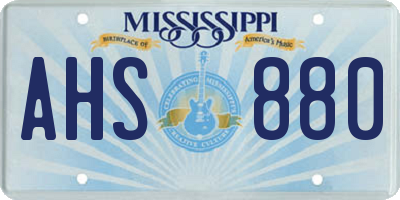 MS license plate AHS880