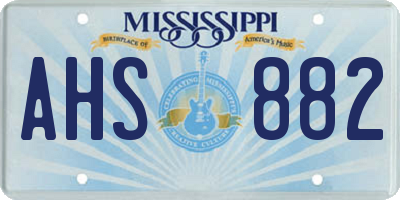 MS license plate AHS882