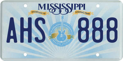 MS license plate AHS888