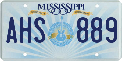 MS license plate AHS889