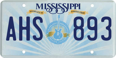MS license plate AHS893