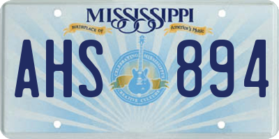 MS license plate AHS894