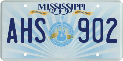MS license plate AHS902