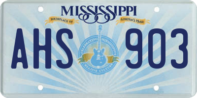 MS license plate AHS903