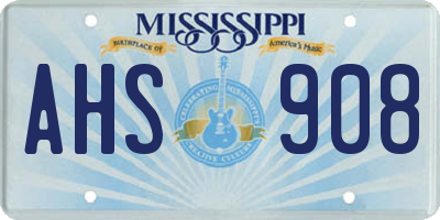 MS license plate AHS908