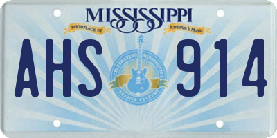 MS license plate AHS914