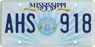 MS license plate AHS918