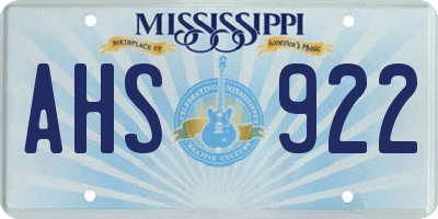 MS license plate AHS922