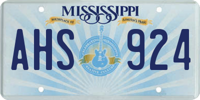 MS license plate AHS924