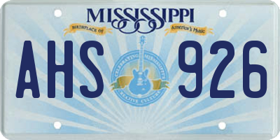 MS license plate AHS926