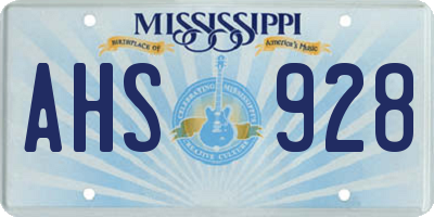 MS license plate AHS928