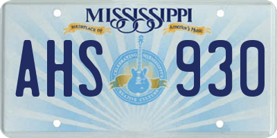 MS license plate AHS930