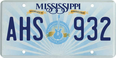 MS license plate AHS932