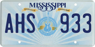 MS license plate AHS933