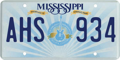 MS license plate AHS934