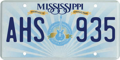 MS license plate AHS935