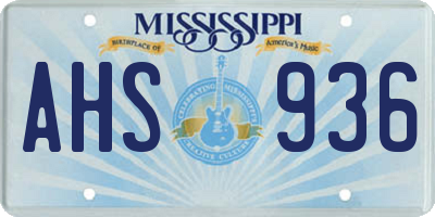 MS license plate AHS936