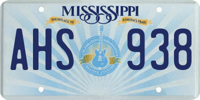 MS license plate AHS938