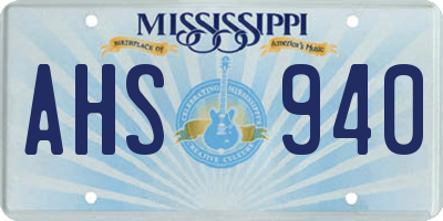 MS license plate AHS940