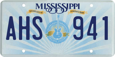 MS license plate AHS941