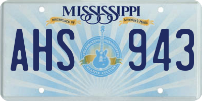 MS license plate AHS943