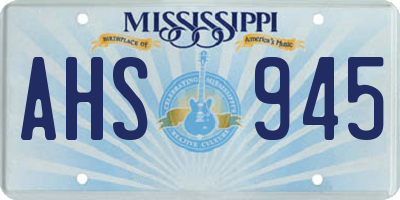 MS license plate AHS945