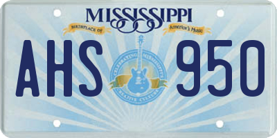 MS license plate AHS950