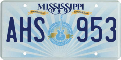 MS license plate AHS953