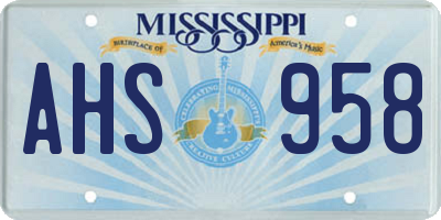 MS license plate AHS958