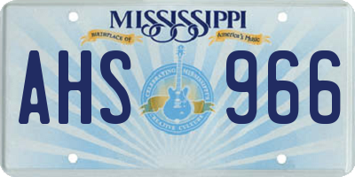 MS license plate AHS966