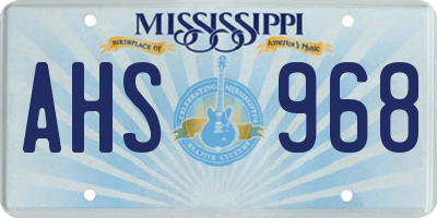 MS license plate AHS968