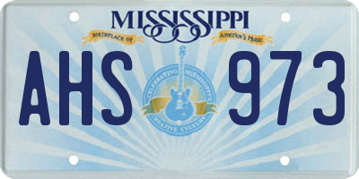 MS license plate AHS973