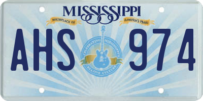 MS license plate AHS974