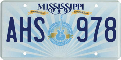 MS license plate AHS978