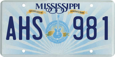 MS license plate AHS981