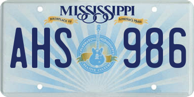MS license plate AHS986