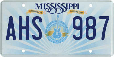 MS license plate AHS987