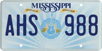 MS license plate AHS988