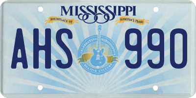 MS license plate AHS990