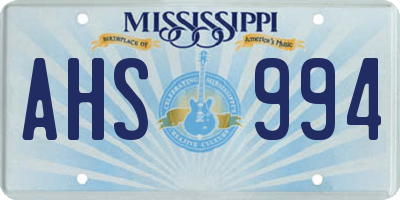 MS license plate AHS994