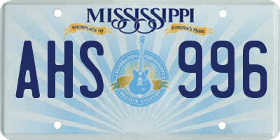 MS license plate AHS996