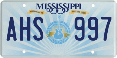 MS license plate AHS997