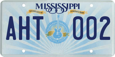 MS license plate AHT002