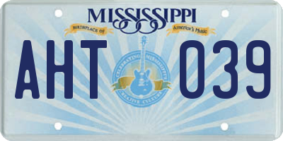 MS license plate AHT039