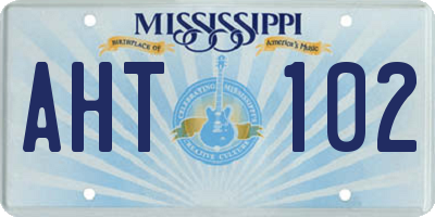 MS license plate AHT102