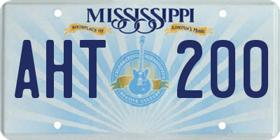 MS license plate AHT200