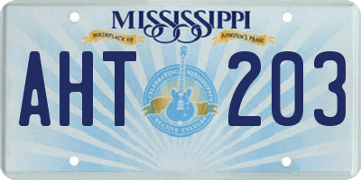 MS license plate AHT203