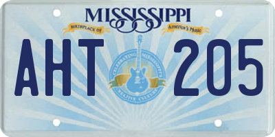 MS license plate AHT205