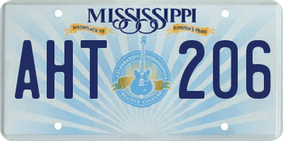 MS license plate AHT206