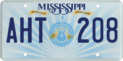 MS license plate AHT208